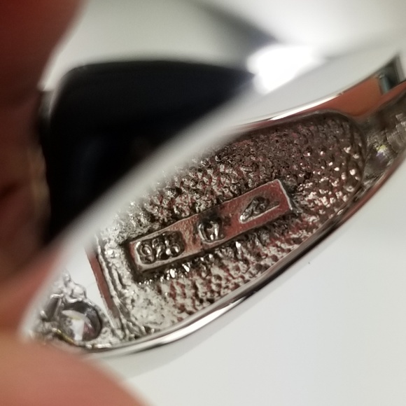 Diamonique Wide Band Platinum & Sterling Ring - Picture 6 of 7